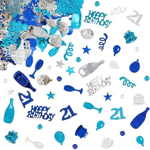 ALEGRE® Konfetti 21 Geburtstag Deko, Deko 21. Geburtstag Konfetti Frau Mann, Tischdeko Geburtstag Confetti, Konfetti Streudeko Geburtstag, Streudeko 21. Geburtstag Deko, Glitzer Konfetti 21 Jahre
