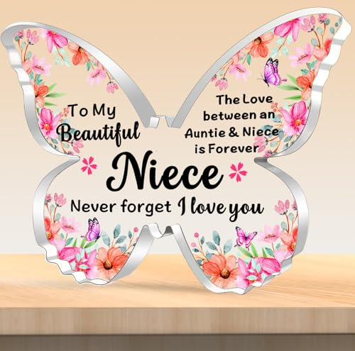 TTOVEN Nichte Geschenke von Tante Nichte Geburtstagsgeschenk Nichte Schmetterling Form Schild Geschenke