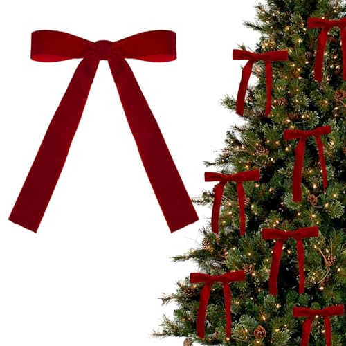 Fiocco Velluto Rosso Albero Di Natale, Fiocchi Per Albero Di Natale In Velluto - Fiocco A Ghirlanda Vintage, 12/24 Pezzi Fiocco Di Velluto Rosso, Decorazione Dell'Albero Di Natale (rosso,12 pcs)