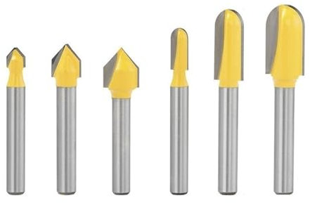 1/6 Stück Schlitzfräser 1/4 Schaft 90 Grad V-Nut-Fräser, Kernkugel-Nasen-Schaftfräser for Holzbearbeitungswerkzeug(6pcs Set)