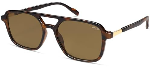 SOJOS Occhiali da sole donna uomo retrò vintage rettangolare plastica trendy donna uomo SJ2202, Tartaruga caffè, m