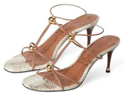 Steve Madden Damen Ramos Sandalen mit Absatz, Natürlich, Schlangenmuster, 39-40 EU