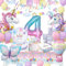 yosiio Décorations de fête licorne pour 4e anniversaire - Vaisselle de fête licorne pour enfants avec ballons licorne pour filles de 4 ans - Fournitures sur le thème de la licorne - 16 invités