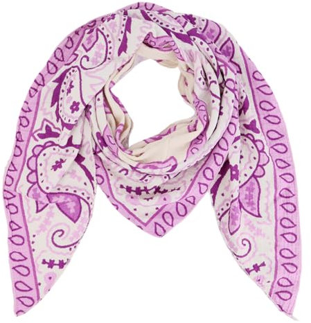 Damen Musselin Halstuch Made in Italy mit Leo Love Happy– Leichtes Dreieckstuch für Frühling & Sommer, Baumwolle, ca.195x85 cm (Paisley: Flieder)