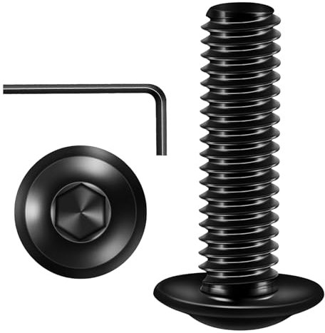 15 Stück M6 x 20 mm Linsenkopfschrauben mit Flansch Innensechskant Edelstahl A2 Schrauben Schwarz Vollgewinde mit Innensechskantschlussel