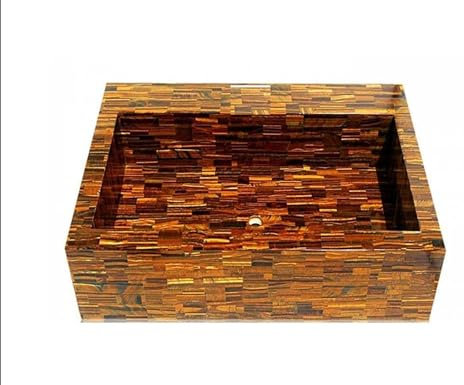 Lavabo de piedra de ojo de tigre con trabajo aleatorio de 76,2 x 63,5 cm, encimera de piedras preciosas de lujo para cocina y baño, decoración interior moderna