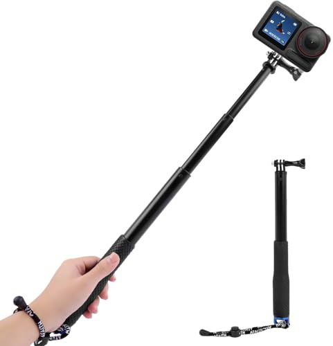 Palo selfie de 36 pulgadas / 98 cm para GoPro, resistente al agua, extensible, 29 – 98 cm, mango monopie de aluminio para GoPro Hero 8 9 10 11 12, para DJI Osmo Action, AKASO EK7000 (azul, 29 cm)