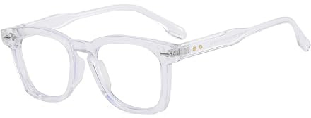 LJCZKA Rechteckige Blaulichtfilter Brille Damen und Herren,90s Vintage Quadratisch Brille Dicker Eckig Rahmen Ohne Stärke Anti-Müdigkeit für PC, TV und Handy