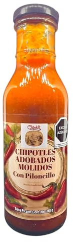 Chipotle-Chili Soße Flasche 365gr - Chipoktli Salsa de Chipotles Adobados - Authentisch mexikanische Chipotle Chili Sauce 365g Glasflasche.
