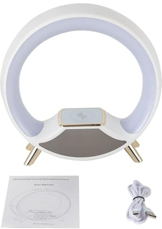 Lampada da comodino, dimmerabile, luce notturna portatile, ricaricabile, USB, altoparlante Bluetooth, lampada da tavolo a LED, sveglia con musica, camera da letto, lampada per la casa, ufficio, gadget