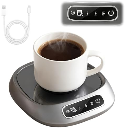 Coffee Mug Warmer for Desk, 3-Temp Setting USB Cup Warmer Cordless for Man Women Brother Husband, Heated Cup Hot Drink for Gift Home Office, Valentines Day Gifts for Him Her