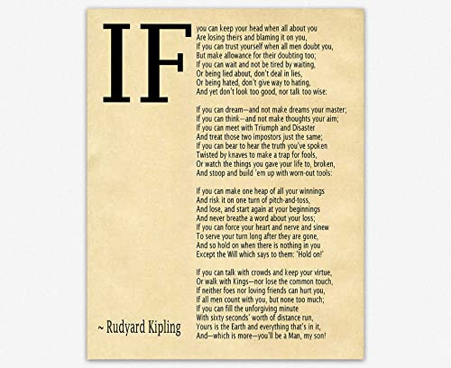 IF Poem Art Print by Rudyard Kipling - 'If' Poem Wall Art (Parchment, 5 x 7)