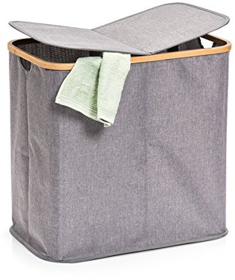 Zeller Wäschesammler, 2-Fach, Polyester/Bamboo, Grau