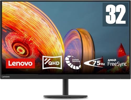 Lenovo D32qc-20 Curved Screen 31.5 QHD, 75Hz, 4ms, FreeSync, HDMI+DP, Tilt and Height Adjustable