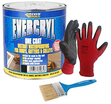 Nassboards - Everbuild Evercryl One Coat Repair Compound - 5 Litre Black- Fibre Reinforced Sealant for Roof Reparation - Algae and Fungus Resistant, One Coat Roof Repair - Multi Use & Weather Proof