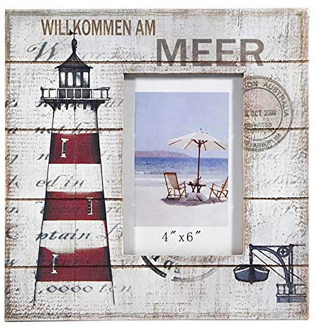 maritime Holz Serie Shabby ┼ Bilderrahmen diverse Ausführungen ┼ Holz Boje ┼ Leuchtturm ┼ Anker (Bilderrahmen Leuchtturm Meer 24x33cm)