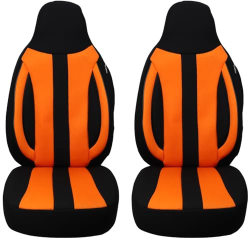 BREMER SITZBEZÜGE Maß Piloten Auto Schonbezüge kompatibel mit Smart fortwo 451 Fahrer & Beifahrer ab 2007-2014 / Auto Sitzbezüge Schonbezug Set Autositzbezüge 2er Pack in Schwarz/Orange (SMD503)