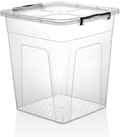 Easy Shopping® Clear Plastic Storage Box Lid Clip Locking Office Home Kitchen Food Container Multi-Purpose (15L Deep Container)