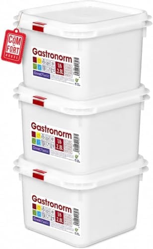 COM-FORT HOUSE Tupper Rectangular 2,8 L con Tapa Pack 3 | Cierre hermético, Apto microondas, Apto lavavajillas, Apto congelador