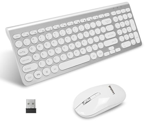 LeadsaiL KF29 Wireless Keyboard and Mouse Set, Wireless USB Mouse and Compact Computer Keyboards Combo, QWERTY UK Layout for HP/Lenovo Laptop and Mac-Silver