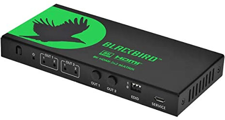 Monoprice 2x2 HDMI Matrix with Audio Extraction, 8K@60Hz, 4K@120Hz, 40Gbps, HDMI 2.1, HDCP 2.3, HDR10+ and Dolby Vision, for HDTV, Xbox, PS5/4/3, Blu-Ray Player, Fire TV, Roku - Blackbird Series