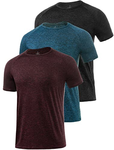Star Vibe 3 Pack Men's Dry Fit T Shirt Moisture Wicking Athletic Tees Exercise Fitness Activewear Short Sleeves Gym Workout Top