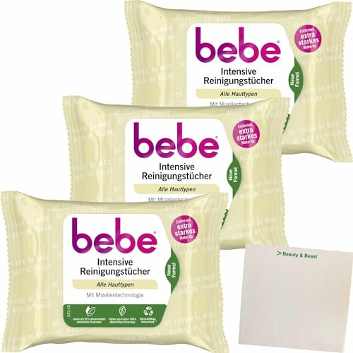 Bebe Young Care intensive Reinigungstücher Alle Hauttypen 3er Pack (75 Stk) + usy Block