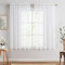 TOPICK Weiß Sheer Vorhänge 2er Set H 175 x B 140 (cm) für Wohnzimmer Bestickte Voile Fenster Vorhänge mit Floral Design Halbtransparente Gardinen für Schlafzimmer Fenster