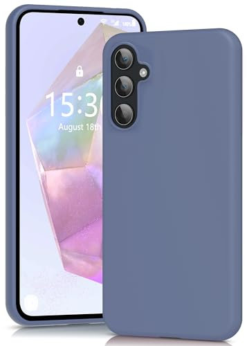 YATWIN Cover per Samsung Galaxy A35, Custodia in Silicone Morbido con Tagli di Precisione per Fotocamera, Design Ultra Sottile, Protezione 360° con Bordi Rialzati, Grigio Lavanda