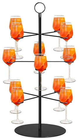 STFALI Metall Cocktail-Baumständer 3 Etagen 12 Gläser für Bar, Zuhause, Getränke, Party Champagnerturmständer Cocktailbaumständer für Gin, Aperol, Cocktail, Martini, Champagner, Wein