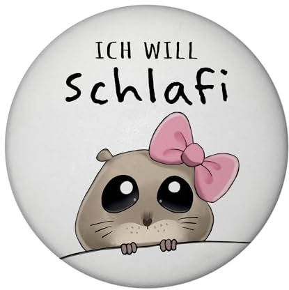 Meme Hamster Magnet mit Flaschenöffner rund mit Spruch Ich Will Schlafi Trend-Magnet Berühmt für Traurigkeit Kulleraugen Sad Hamstertrend Maus