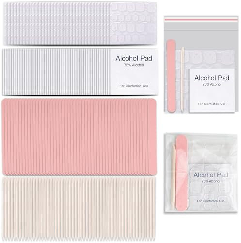 50 Set Disposable Press on Nail Tool Kit, including 50pcs Nail File, 50pcs Prep Pad, 50pcs Wood Stick, 50pcs OPP Bag, Manicure Nail Prep Kit for Salon Home (A)