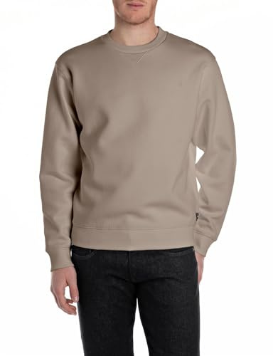 Replay Herren Sweatshirt Basic, Stone 829 (Beige), L