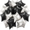 Stern Folienballons Helium, Luftballon Folie, 2 Farben (Schwarz, Silber), Partyballons, Dekoration für Geburtstags, Deko Neujahr - 25 stk