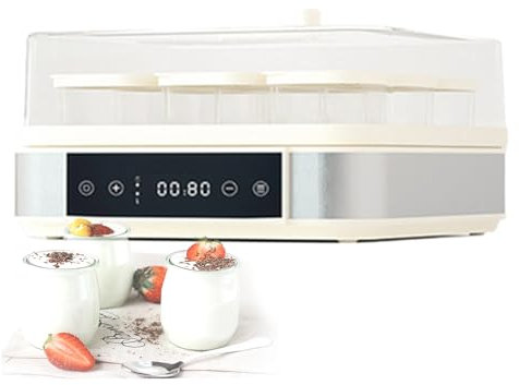 Yogurtera Automática, Yogurtera con 9 Frascos de Vidrio y Temperatura Ajustable 25-60 ℃, Quesera con Temporizador de 100 Horas para Yogurteras Individuales Caseras, Fácil Limpieza Operación Simple