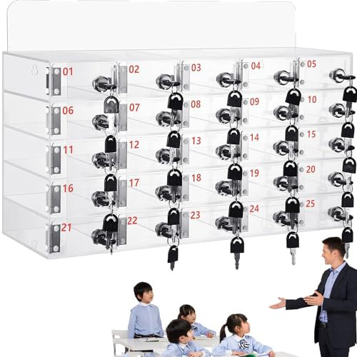 Casier de rangement pour téléphone portable avec serrures de porte et clés - Organiseur mural pour bureau, école, salle de classe, usine de téléphones portables en acrylique