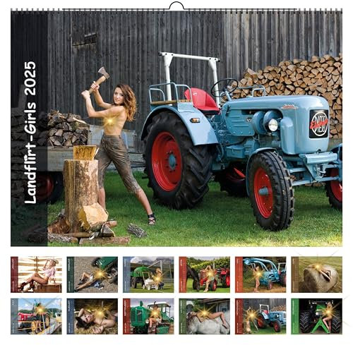 Landflirt Kalender 2026 - mit schönen Frauen und Traktoren. Wandkalender in DIN A3. Oldtimer Traktor Trecker. Werkstattkalender und Bauernkalender. Landmaschinen Jungbauern. Geschenk Weihnachten