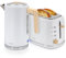 briebe Nordic Set Toaster 2 Scheiben Breite Schlitze mit Brötchenaufsatz, 6 Toast Stufen + Wasserkocher 1,7L Elektrischer 2200W Schnell Aufheizender, BPA-frei, Frühstücksset Nordisches Design, Weiß