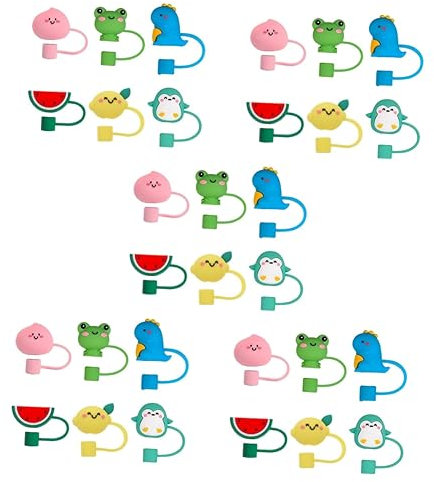 Alipis 5 Sätze Strohhalm Kappe Strohspitzen Abdecken Faltbar Obst Durchnässt Für Albern Flasche Spender Wiederverwendbarer Strohhalm Party Smoothie Strohstopfen Soda Kieselgel 6 Stück * 5