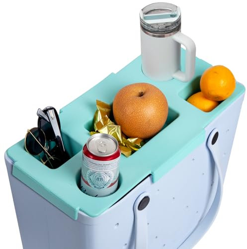 DGLOZE Bandeja para bolsa Bogg – Portavasos y tapa de almacenamiento compatible con Bogg Bag XL – Para Stanley de 30 onzas y 40 onzas – Bandeja de playa para exteriores – Fácil de limpiar (verde menta