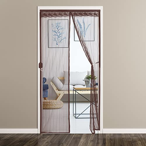 Terrassen Braun Rollo Fliegengitter Tür 105x230cm ct Schutznetz Verstellbar Fliegengitter für Türen Effektive Insektenbarriere Einfache Installation