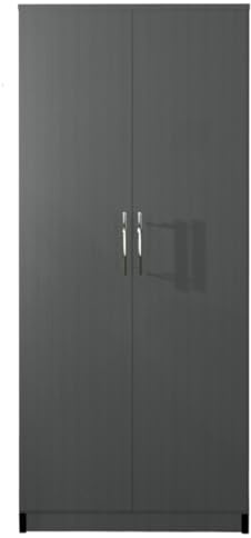 Fully Assembled 2 Door Wardrobe – Freestanding Bedroom Storage Cabinet with Hanging Rail & Shelf, Modern Clothes Organizer, 76 x 184 x 50 cm, Multiple Colours Available (Grey)