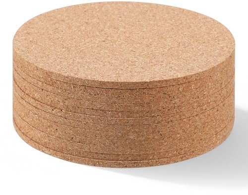 12 Stück Korkuntersetzer, 10cm, 3 mm Dick, Runde Holz Untersetzer-Set, Gläser Kork rutschfeste Untersetzer für Zuhause KüChe Wohnzimmer Schlafzimmer BüRo Café Oder Bar Hitzebestaendig Wiederverwendbar