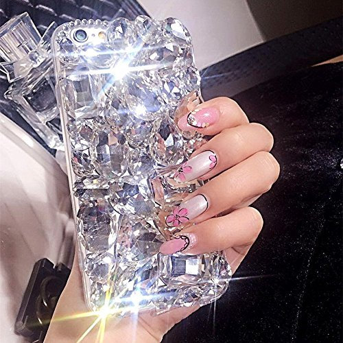 iPhone 8 Plus Case,iPhone 8 Plus Diamond Case,iPhone 7 Plus Diamond Case,ikasus 3D Handmade Luxury Sparkle Bling Diamonds Rhinestones Full Crystals Bling Diamond Case for iPhone 8 Plus / 7 Plus,Clear