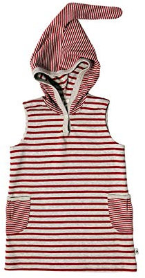 Leela Cotton Baby Kinder Tunika mit Spitz Kapuze Bio-Baumwolle Kapuzenkleid Mädchen (98/104, Ziegelrot/Beige Melange)