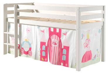 Vipack Bed, Kiefernholz, Weiß, 210 x 105 x 114 cm
