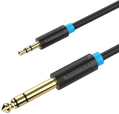 VENTION Cable Jack Estéreo de 3,5 mm a 6,35 mm, Adaptador de Audio Estéreo Macho a Conector Macho a Macho Chapado en Oro, Portátil, Dispositivos de Cine en Casa 1,5M
