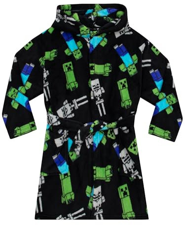 Minecraft Jungen Creeper Bademäntel Schwarz 152