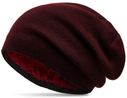 Caspar MU201 warme Feinstrick Beanie Mütze mit Fleece gefüttert, Farbe:weinrot, Größe:One Size