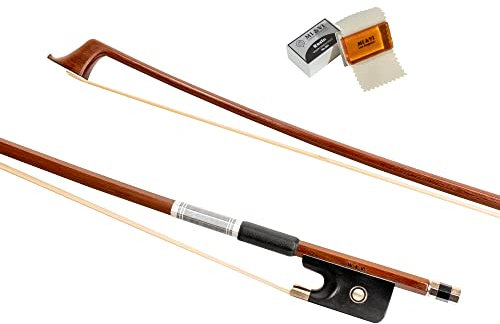 Klassischer Pernambuco Violinbogen 4/4, mit Kolophonium für Bogenhaare und Ebenholzfrosch, gut ausbalanciert, leicht, echtes mongolisches Pferdehaar Cello 3/4